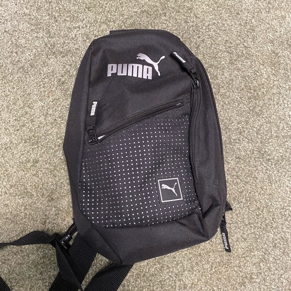 Puma Black Sling Bag with Dot-Pattern Pocket